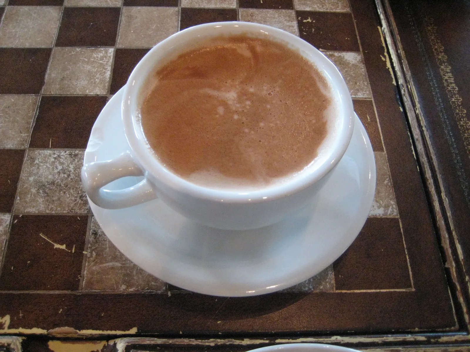 A mocha latte at Filo in Asheville, North Carolina; the photo does not show a Huntersville cafe.