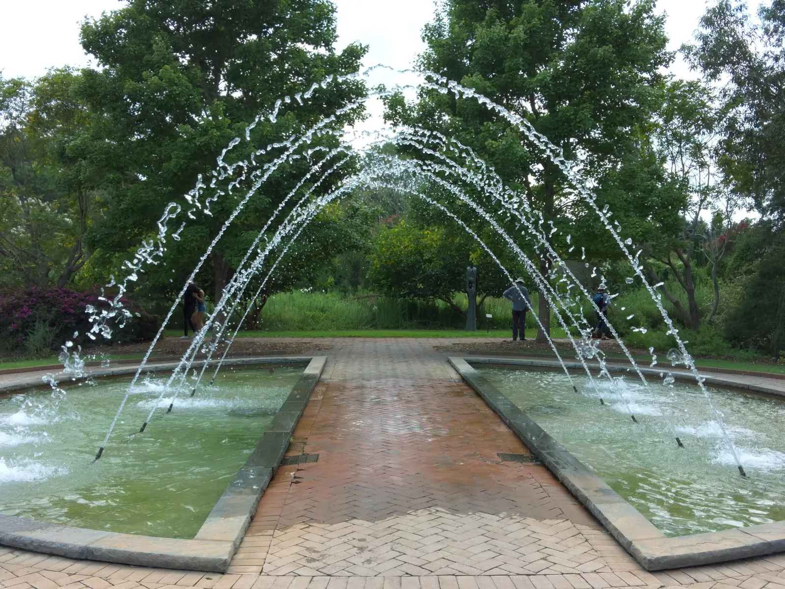 The fountain in The Gardens at Daniel Stowe Conservancy in Belmont, which holds Holidays at the Garden each December.