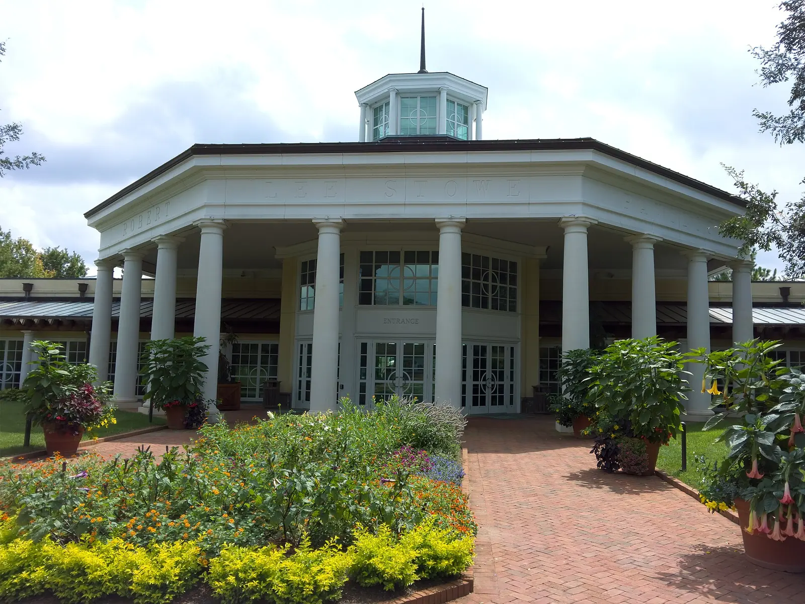 The Robert Lee Stowe Pavilion and its gardens at Daniel Stowe Conservancy in Belmont.