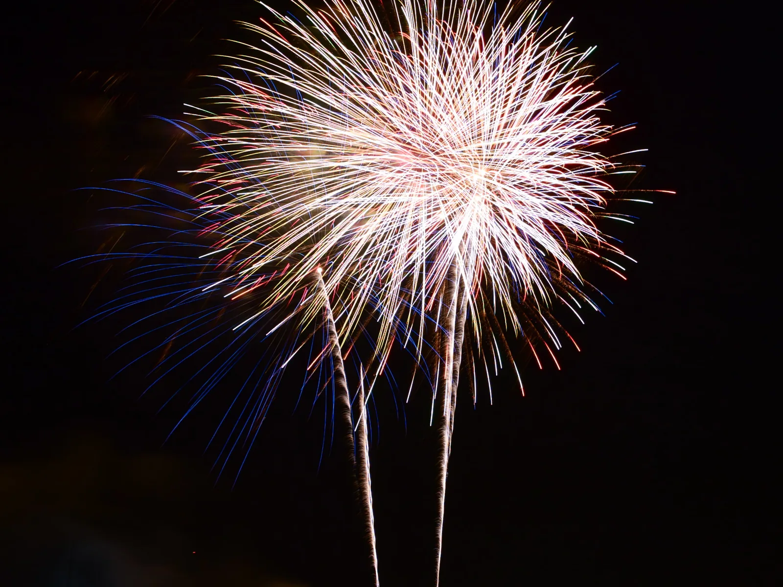 Fireworks over uptown Charlotte, about 14 miles south of Huntersville.